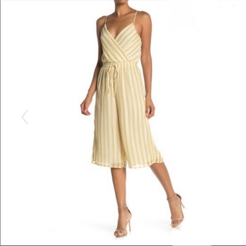 Row A Yellow, white and grey striped jumpsuit size S